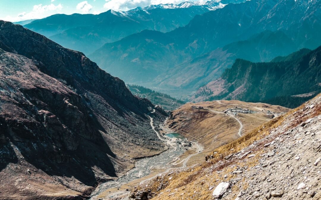 Stunning landscape of the Himalayan gorge in Chitkul, Himachal Pradesh, India.
